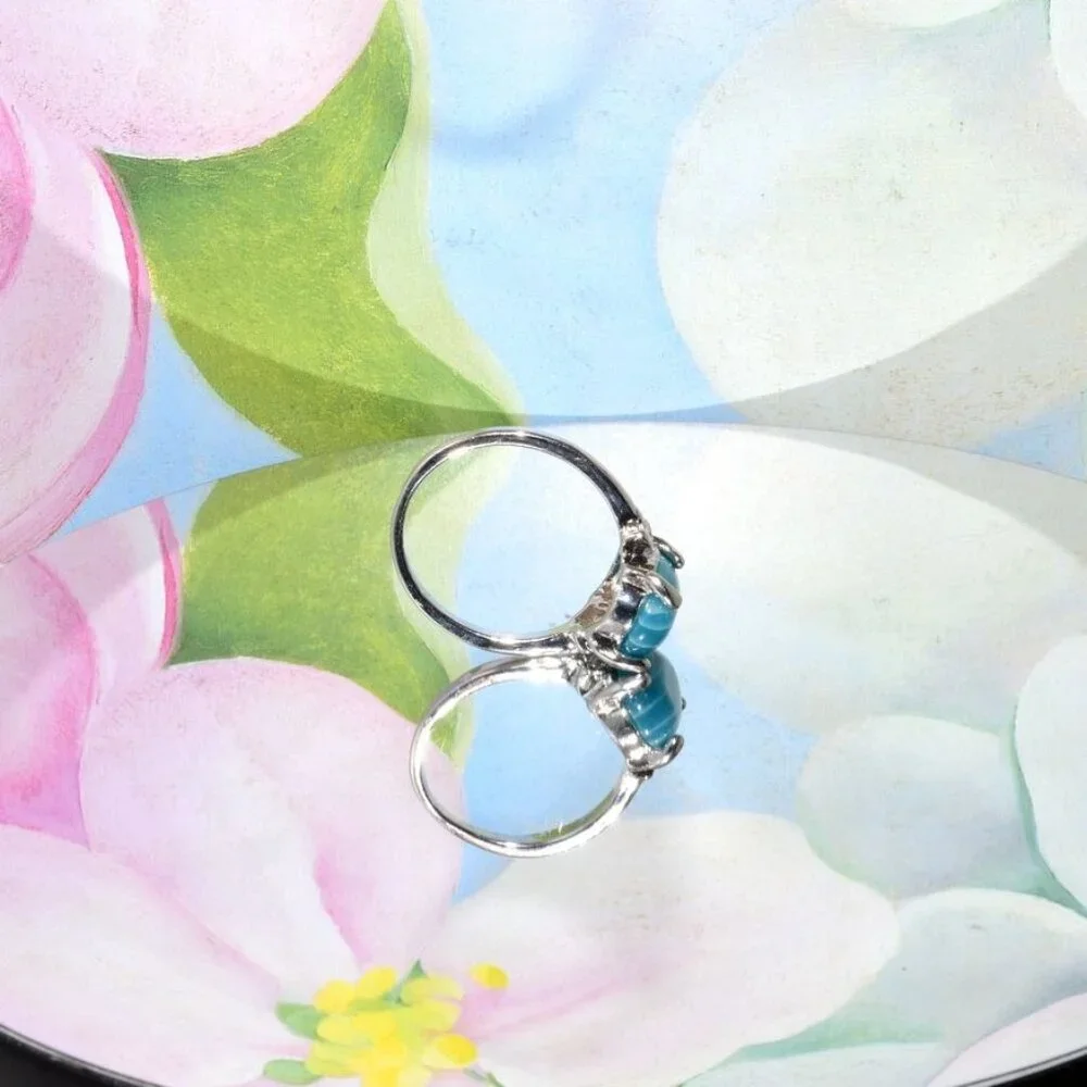 Ayla Azure Oval Blue Striped Onyx Silver Ring Womens Size 9.5 Gift Boxed - Picture 3 of 8